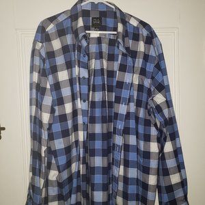 Jos A Bank Traveler 2XLT Blue Plaid Shirt
